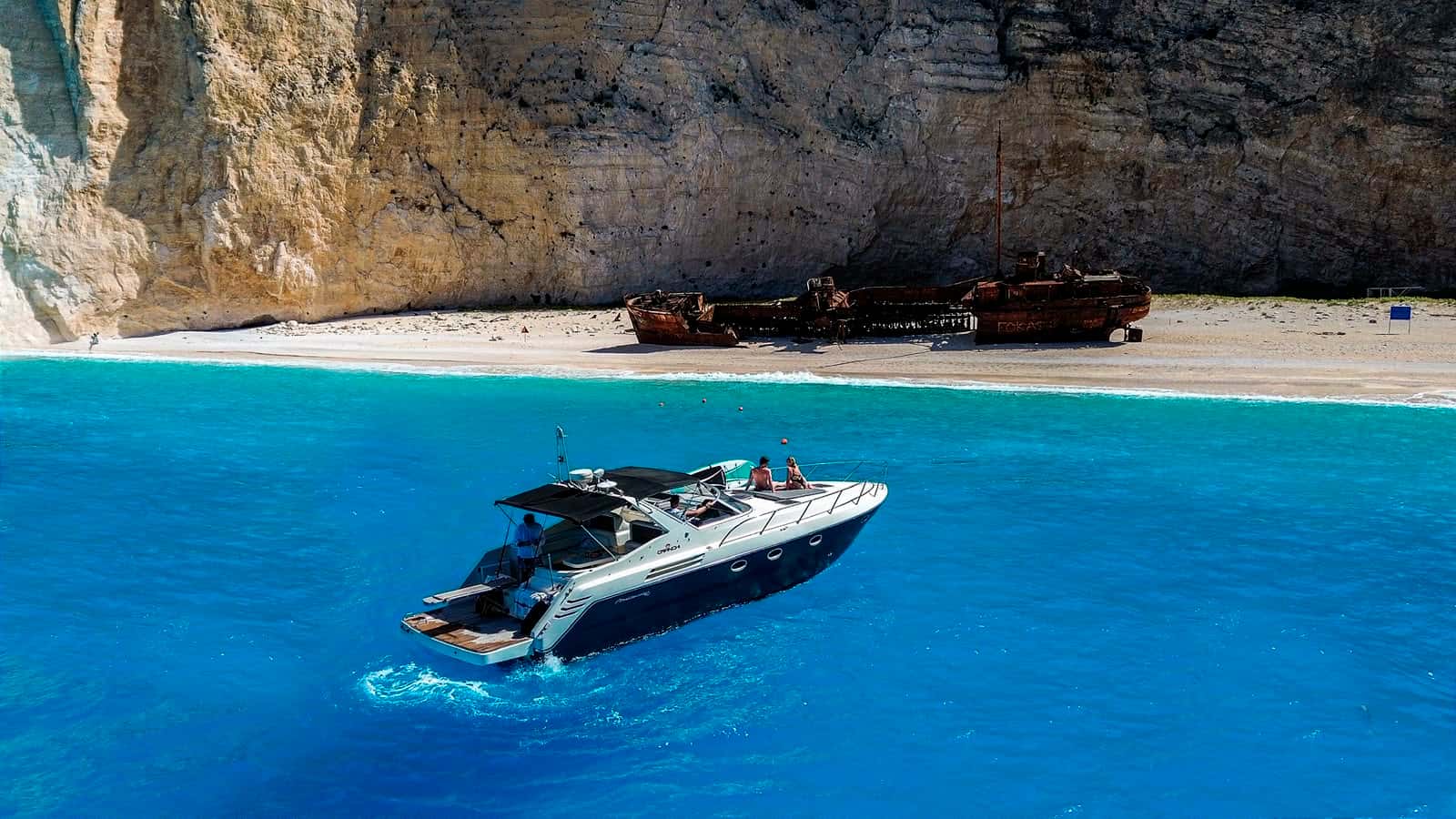 Luxury yacht cruising the Zakynthos coastline